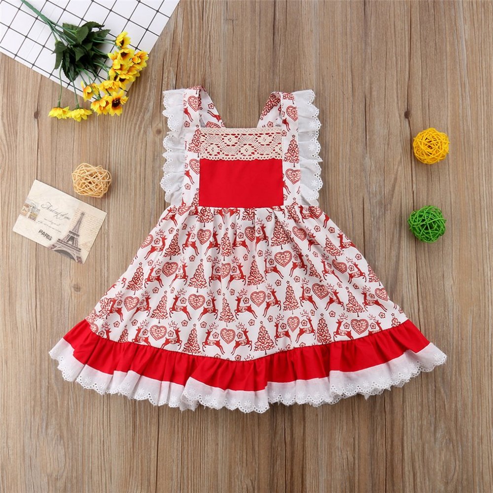 Reindeer Girls Sleeveless Christmas Dress